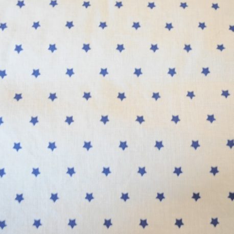 Tissu en coton oeko-tex fond blanc étoiles bleues