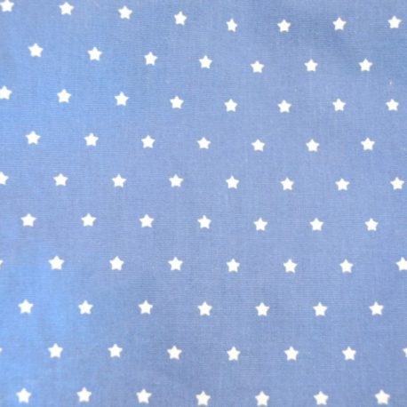Tissu en coton oeko-tex fond bleu étoiles blanches