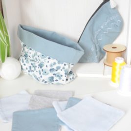 Ensemble set de lingette démaquillante lavable couleur bleue