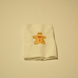 Broderie bonhomme en pain épices de noël sur rond de serviette