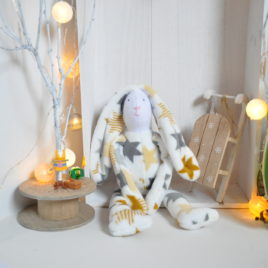 Doudou lapin en polaire baby étoilé
