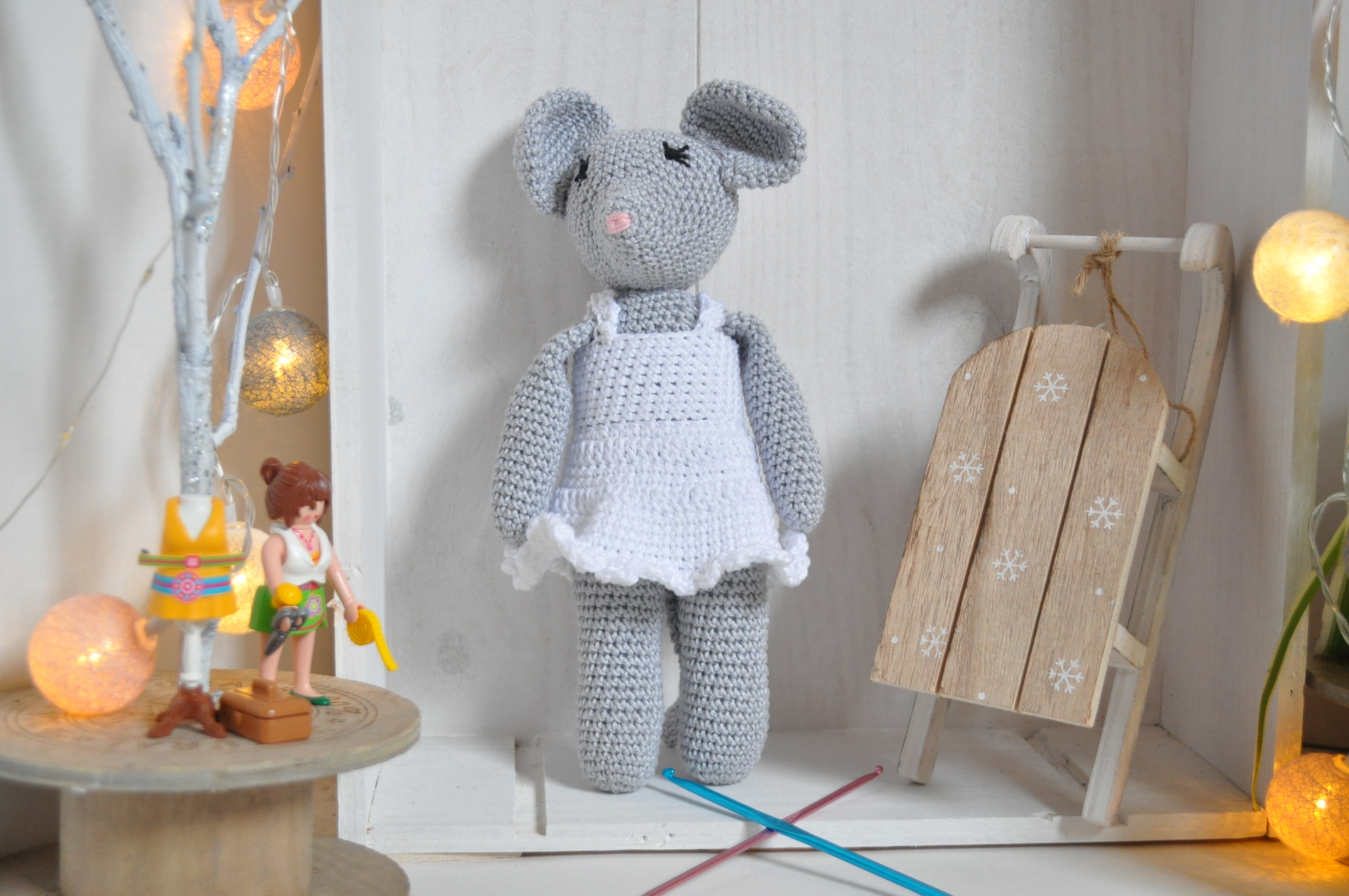 Doudou en crochet, souris grise - Bébé Boutchou