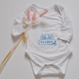 Body bio brodé lapin garçon