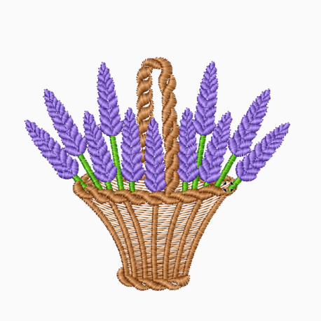 Brins de lavande dans un panier brodé
