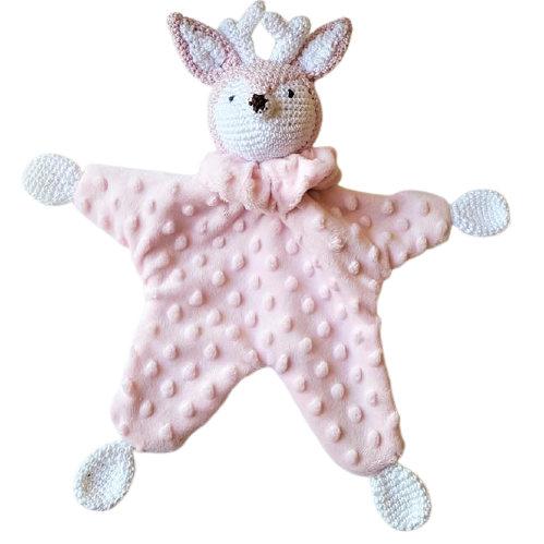 Doudou faon en crochet et minky - Bébé Boutchou