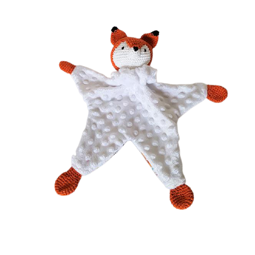 Doudou renard en crochet et tissu - Bébé Boutchou