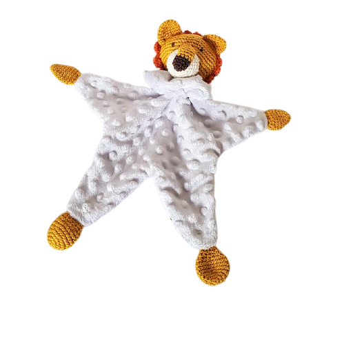 Doudou Lion en crochet et tissu - Bébé Boutchou