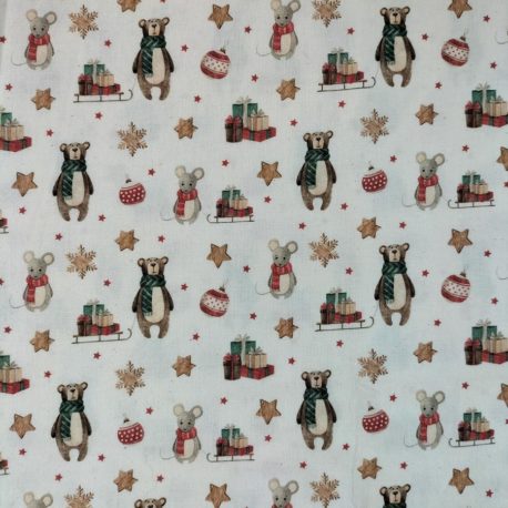 tissu oeko-tex ours souris -noël
