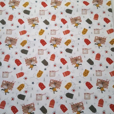 Tissus certifié eoko-tex. Thème: petites souris de Noël 