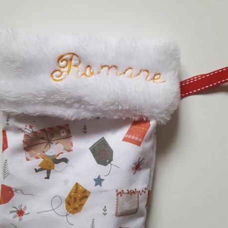 Personnalisation sur chaussettes de noël. Tissu certifiés oeko-tex 