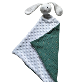 Doudou lapin en bi matière pour le plaisir des bébés, création artisanale - Bébé Boutchou