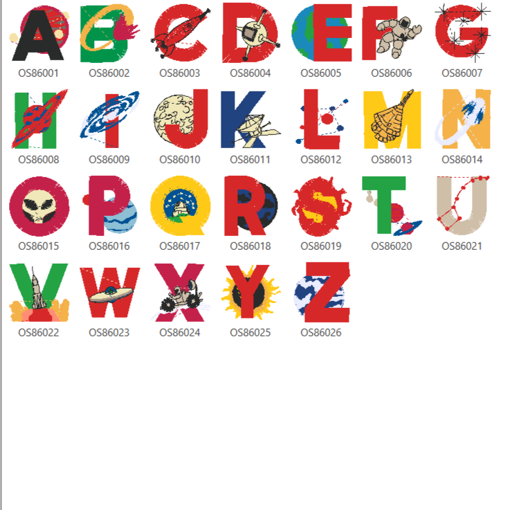 broderie alphabet fantaisie - Bébé boutchou
