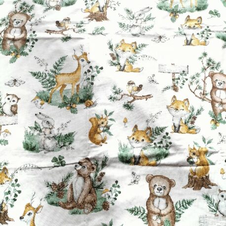 tissu-coton-animaux-foret